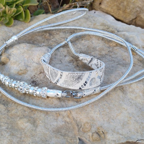 Beaded Dog Show Lead All in One Soft Nappa Leather Etsy