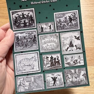 Woodcut Witches Sticker Sheet – Medieval Witchcraft Illustration Stickers | Historic Witchy Gift image 5