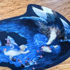 Night with Her Train of Stars Sticker | Ethereal Feminine Art | Celestial Goddess | Witchy Aesthetic | Edward Robert Hughes