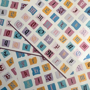 Gothic Ransom Letters Medieval Ransom Letter Sticker Set – Gothic Alphabet Sticker Sheets ...