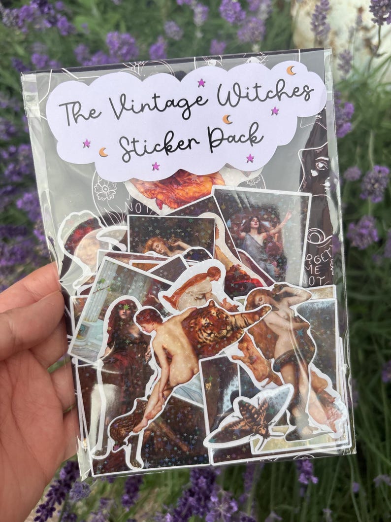 Paquete de pegatinas de brujas vintage / Arte feminista / Pegatinas góticas para Kindle, portátil, tarot y journaling imagen 10