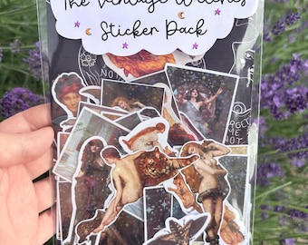 Pacchetto di adesivi vintage con streghe / Arte femminista / Adesivi gotici per Kindle, laptop e diario con tarocchi