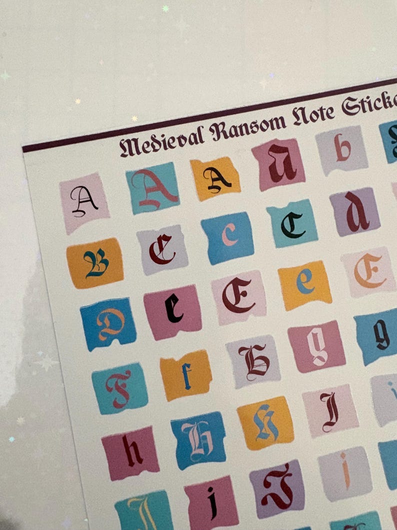 Gothic Ransom Letters Medieval Ransom Letter Sticker Set – Gothic Alphabet Sticker Sheets ...