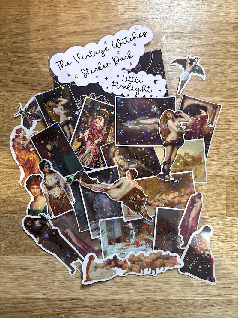 Paquete de pegatinas de brujas vintage / Arte feminista / Pegatinas góticas para Kindle, portátil, tarot y journaling imagen 2