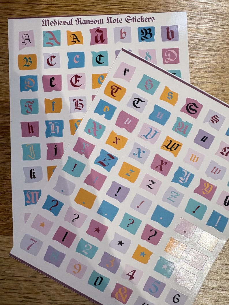 Medieval Ransom Letter Stickers – Gothic Alphabet Sheets for Dark ...