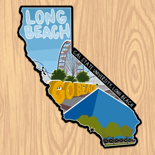 Long Beach Skyline California Cityscape Painting Art Print | Etsy