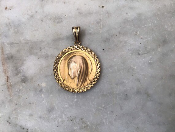 Gold Plated Vintage Virgin Mary Pendant 
