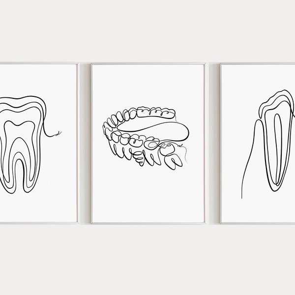 Dental Art Printable Dentist Office Decor Dentistry Human Teeth Artwork 3 piece Wall Art Digital Download Tooth Anatomy Prints