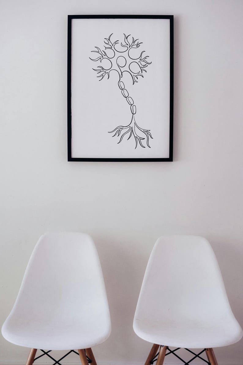 Minimalist Neuron Print, Brain Cell Wall Art, Neurology Office Decor ...