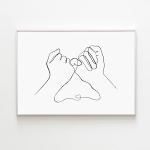 Pinky Promise Print Pinky Swear Line Art Love Relationship Gift Couple Art Minimalist Hands Poster Hands Wall Art Anniversary Gift Printable