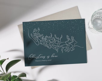 Carte de voeux de Noël imprimable, joyeux Noël vacances cartes de voeux, bonne année bricolage carte en téléchargement numérique