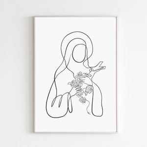St Therese Print, Saint Therese Of Lisieux Art Print, Saint Therese of the Child Jesus, Santa Therezinha, Modern Christian Wall Decor