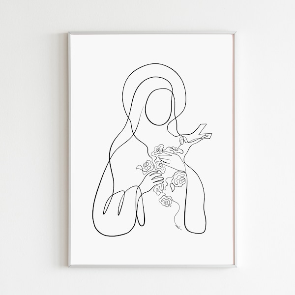 St Therese Print, Saint Therese Of Lisieux Art Print, Saint Therese of the Child Jesus, Santa Therezinha, Modern Christian Wall Decor