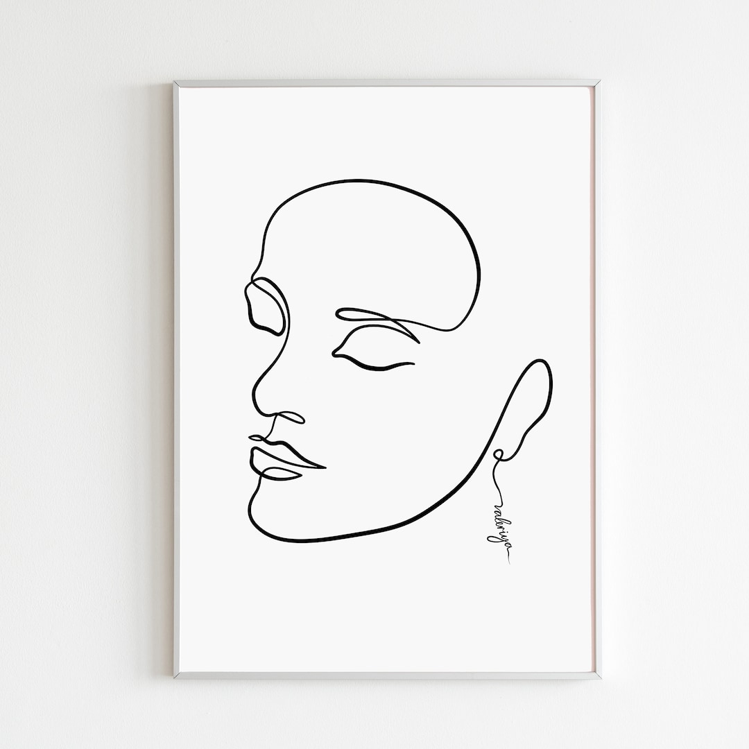 Minimalist Female Line Art Print, Feminine One Line Drawing Printable ...