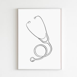 Stethoscope Art Print, Nurse Graduation Gift Medical Artwork Printable Healthcare Wall Art Minimalist Doctors Office Decor Hospital Posters