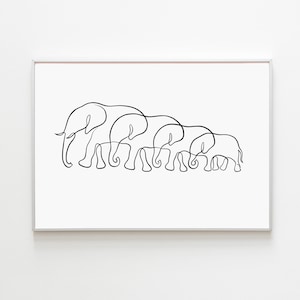Elephany Family Of Four Art Print, Ivory Wedding Anniversary Gift, 14th Anniversary Print, Family of 4 Ornament, Elephant Anniversary