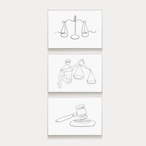 Legal Wall Art Set of 3 Law Office Decor Lady Of Justice Art Gavel and Scales Of Justice Print Lawyer Wall Decor Digital Download