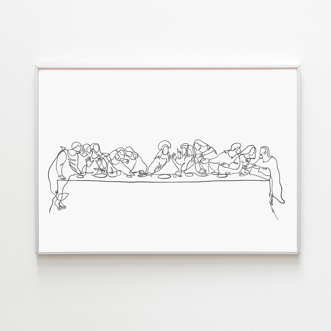 Last Supper Wall Art Modern Christian Line Art the Last Supper One Line Drawing Printable Catholic Wall Decor Digital Download - Etsy Sweden