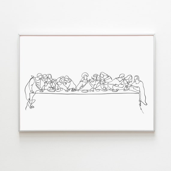 Line Supper Supper - Download Sweden Christian Line Jesus Last Art, Decor, Modern Last Christian Etsy Wall Art, The Wall One Drawing, Line Art, Digital