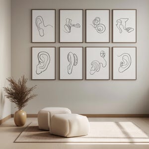Ear Anatomy Wall Art Bundle, Set of 8 Audiology Digital Prints, Human ...
