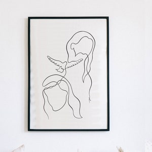 Holy Trinity Art Print, Jesus Line Art, Lds Poster, Abstract Trinity, Christian Modern Posters, Alternative Biblical Art, Father Spirit Son image 2