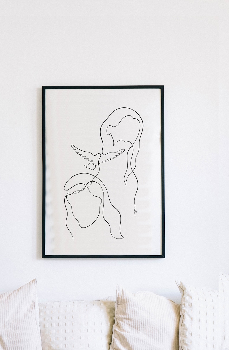 Holy Trinity Art Print, Jesus Line Art, Lds Poster, Abstract Trinity, Christian Modern Posters, Alternative Biblical Art, Father Spirit Son image 2