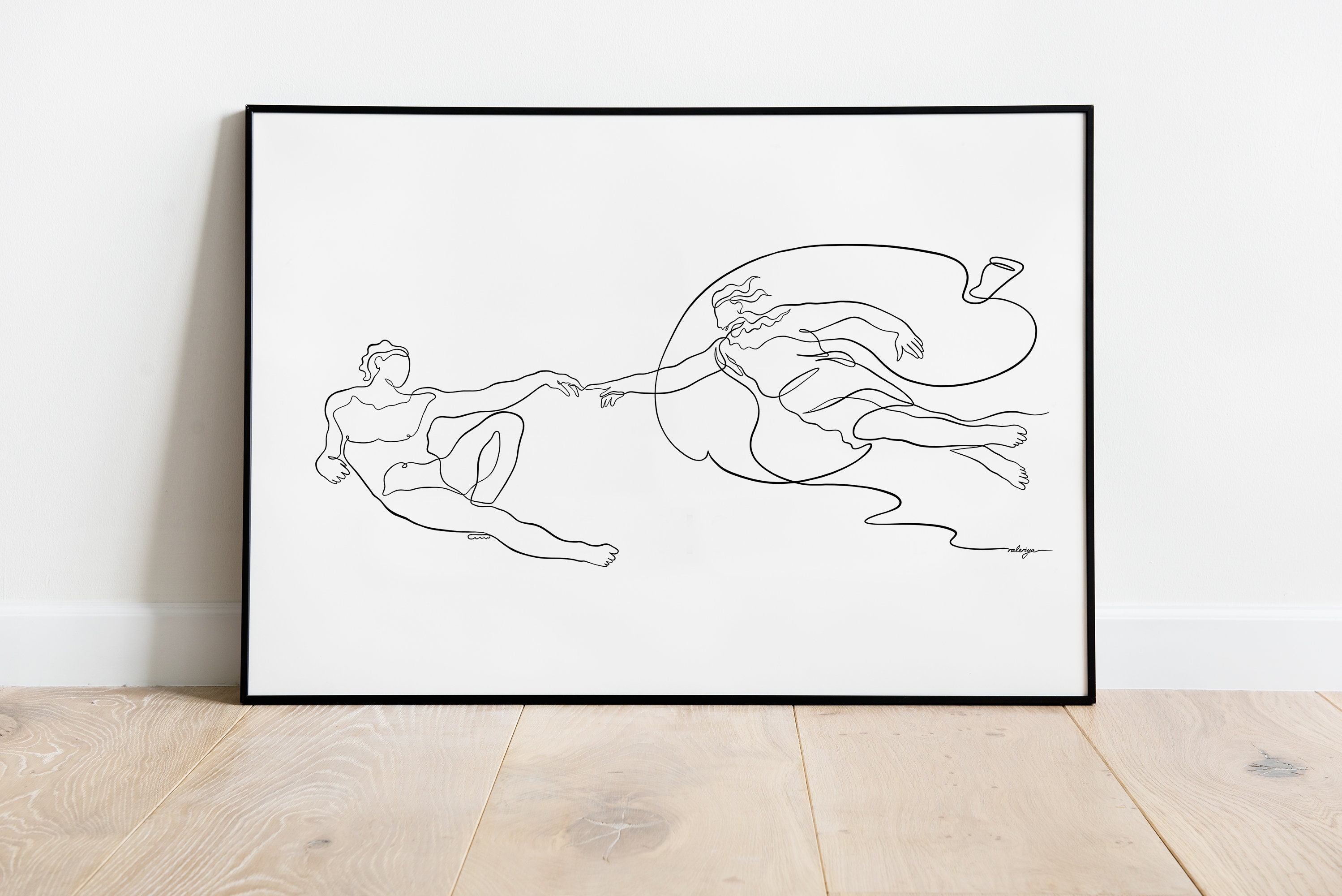 Creation of Adam One Line Drawing Printable, Classic Art Stroke Print ...