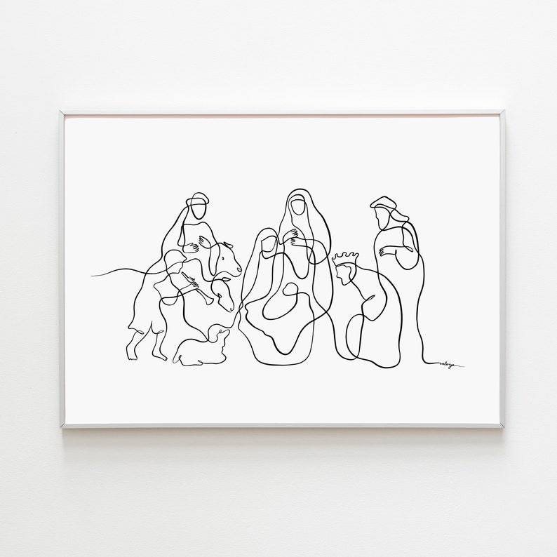 Nativity Scene Modern Christian Wall Art Christmas Art Etsy