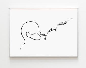 Speech Therapy Print, SLP Office Decor, My Words Matter, Speech Language Pathologist Art, Mental Health Print