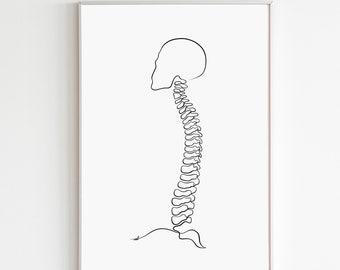 Spine Line Art Print Chiropractic Art, Physical Therapy Poster Spine Wall Art, Chiropractor Gift For Neurosurgeon Artwork Printable