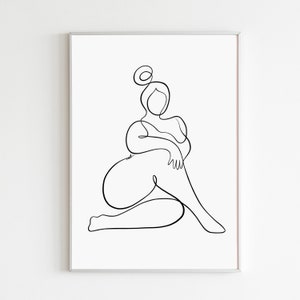 Body Positivite Art Print Modern Abstract Female Single Line Drawing Fat Girl Line Art Woman Empowerment Digital Prints