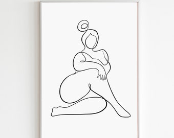 Body Positivite Art Print Modern Abstract Female Single Line Drawing Fat Girl Line Art Woman Empowerment Digital Prints