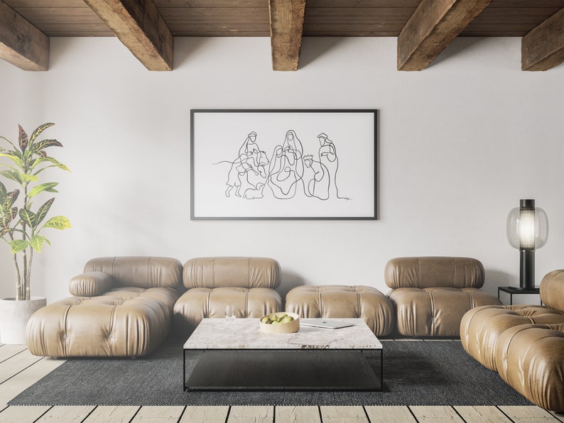 Nativity Scene Modern Christian Wall Art Christmas Art Etsy