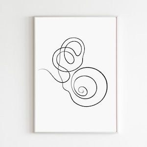 Wydruk artystyczny Cochlea, sztuka ścienna ucha wewnętrznego, dekoracja ścienna kliniki słuchu, plakat artystyczny audiologii, dzieło sztuki anatomii człowieka, ilustracja anatomii ucha
