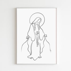 Virgin Mary Art Print, Mother Mary Art, Our Lady Of Grace, Saint Mary Print, Modern Christian Wall Decor, LDS Wall Art, Blessed Virgin Mary