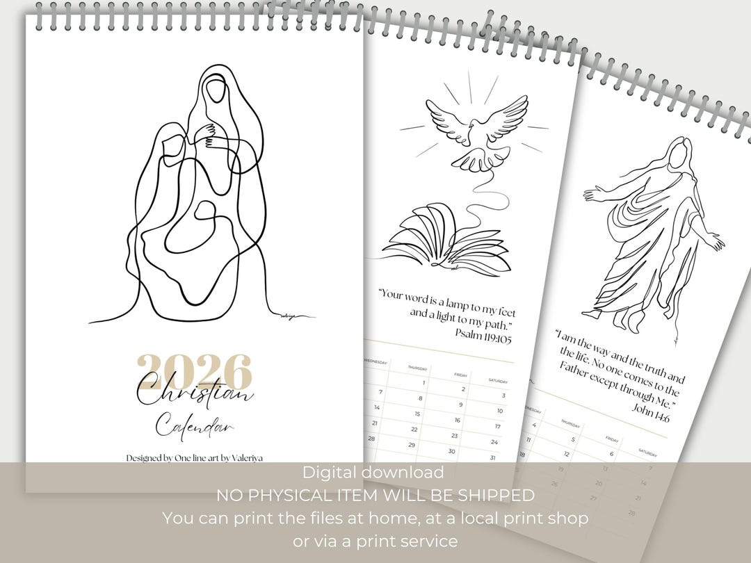 Christian 2026 Calendar Printable, Modern Catholic Bible Verse Quotes ...