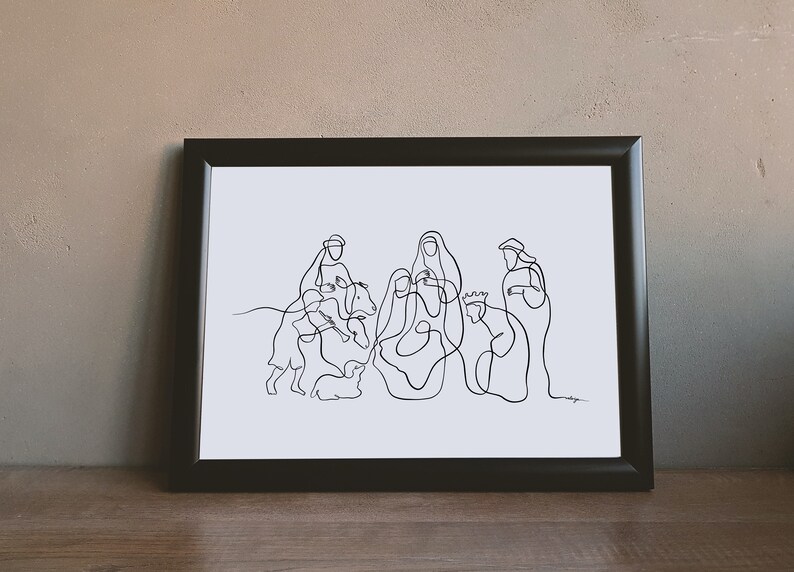 Nativity Scene Modern Christian Wall Art Christmas Art Etsy