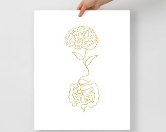Gut Brain Poster, Vagus Nerve Art, Gut Health Artwork, Digestive Anatomy Poster Brain And Stomach Art, Gastroenterologist Gift for Doctor