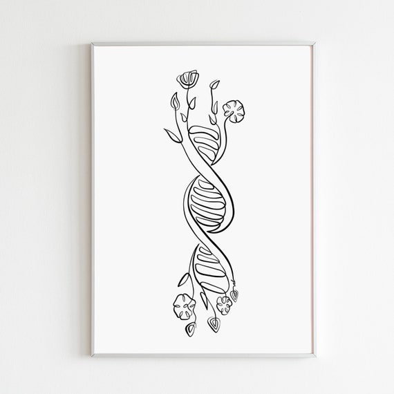 DNA Art Print Dessin ADN Human DNA Artwork, Abstract Genetics