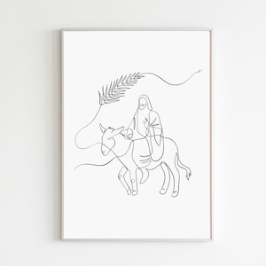 Jesus Christus Kunst, moderner christlicher Druck, LDS Wandkunst, Abstrakte Jesus Linie Kunst, Palmenblatt Wandkunst, Hosanna Druck, Ostern Kunstdruck
