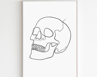 Skull Anatomy Art Print, Anatomical Skull Single Line Drawing, Abstract Human Anatomy Art, Medical Art