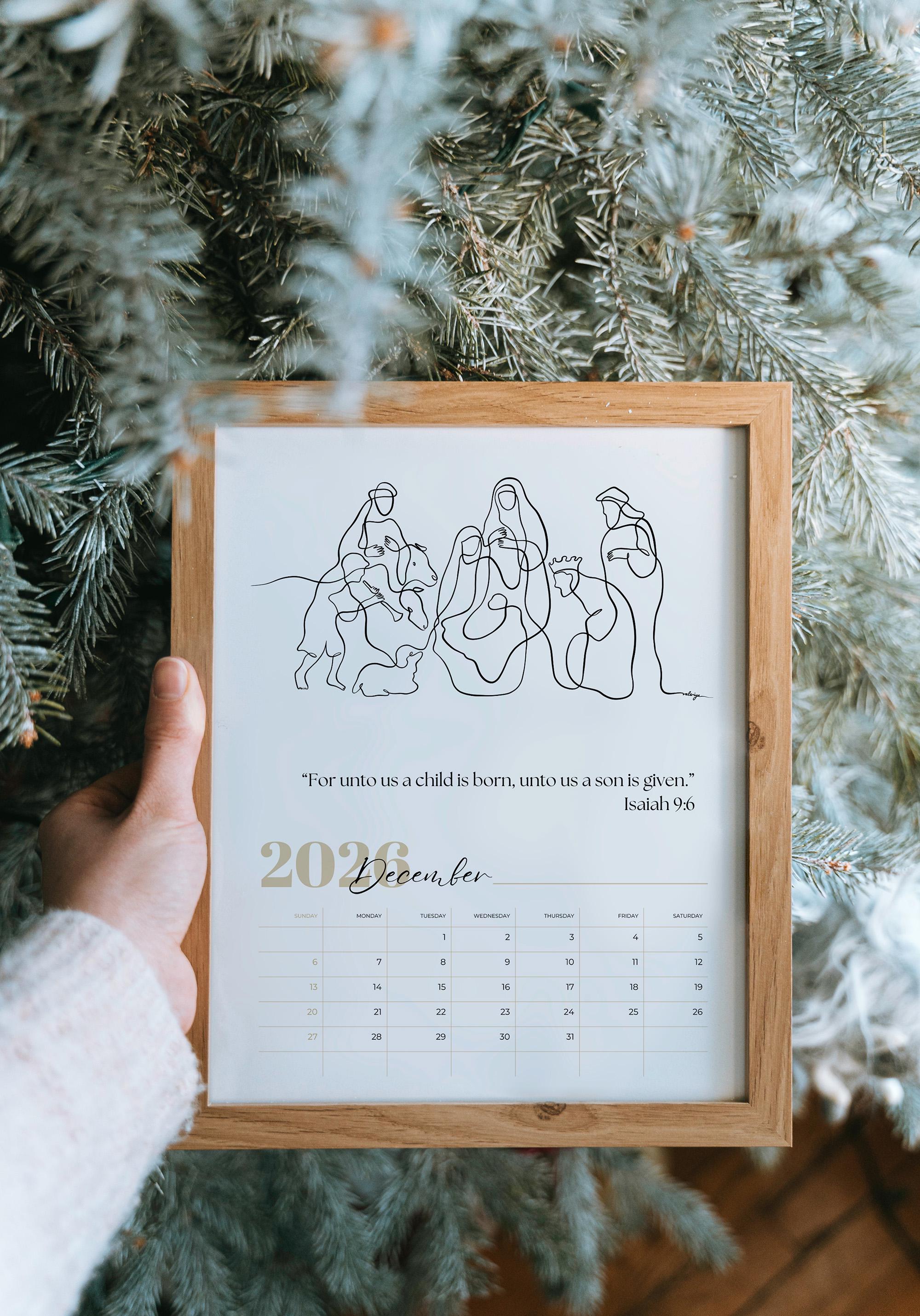 Christian 2026 Calendar Printable, Modern Catholic Bible Verse Quotes ...