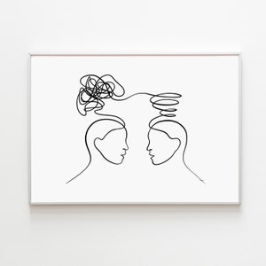 Therapy Poster, Therapist Office Art, Therapy Office Decor, Talking Helps, Mental Health Art, Counsellor Office Art Print, Talking Heads