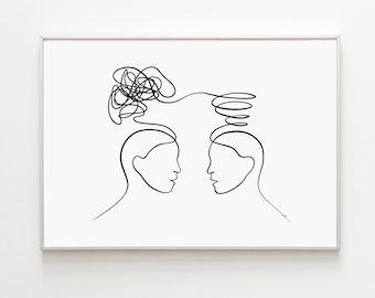 Therapy Poster, Therapist Office Art, Therapy Office Decor, Talking Helps, Mental Health Art, Counsellor Office Art Print, Talking Heads