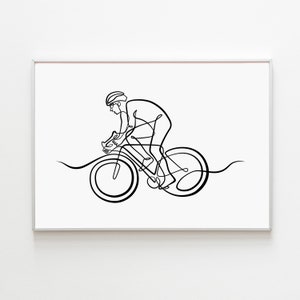 Mountain Bike Art Print Bicycle Art Printable Cycling Wall Art Mountain Biker Gift for Cyclist Drawing Bycicle Print Spin Bike Art Download
