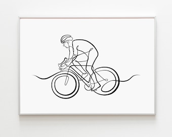 Konsttryck med mountainbike, cykelkonst, utskrivbar cykelväggkonst, mountainbikecyklist, present till cyklist, teckning, cykeltryck, cykelkonst för nedladdning