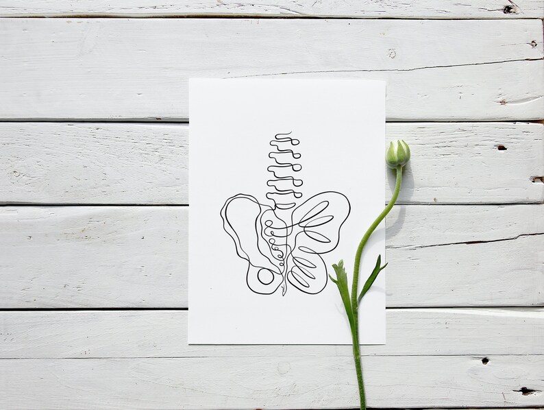 May include: A black and white line drawing of a butterfly with a flower bud on a white wooden background.