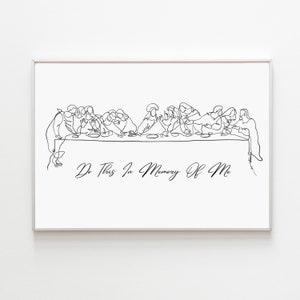 Last Supper Line Art, Do This In Memory Of Me, Christian Modern Line Art, The Last Supper Wall Art, Bible Verse Poster, Bible Quote