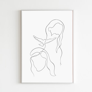 Holy Trinity Art Print, Jesus Line Art, Lds Poster, Abstract Trinity, Christian Modern Posters, Alternative Biblical Art, Father Spirit Son image 1
