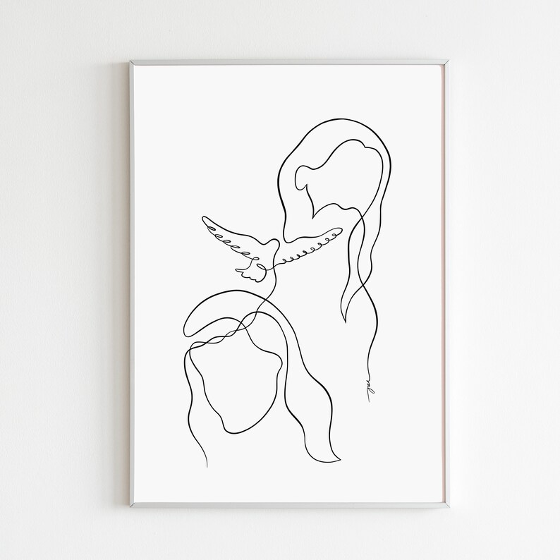 Holy Trinity Art Print, Jesus Line Art, Lds Poster, Abstract Trinity, Christian Modern Posters, Alternative Biblical Art, Father Spirit Son image 1